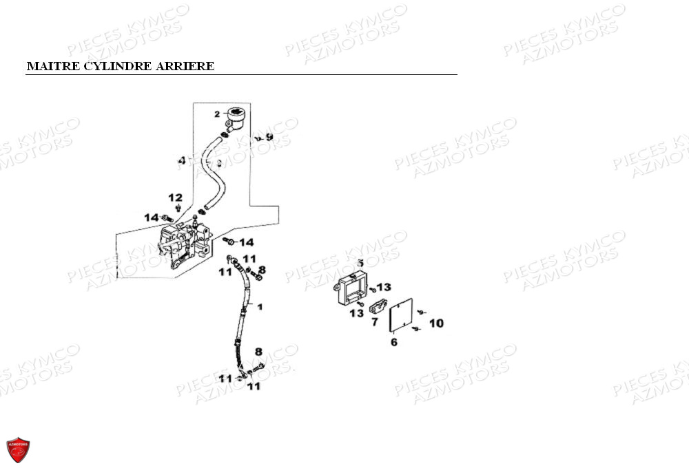 Maitre Cylindre Arriere KYMCO Pièces KXR 90 4T EURO II / MAXXER 90 4T EURO II (LB20AD)