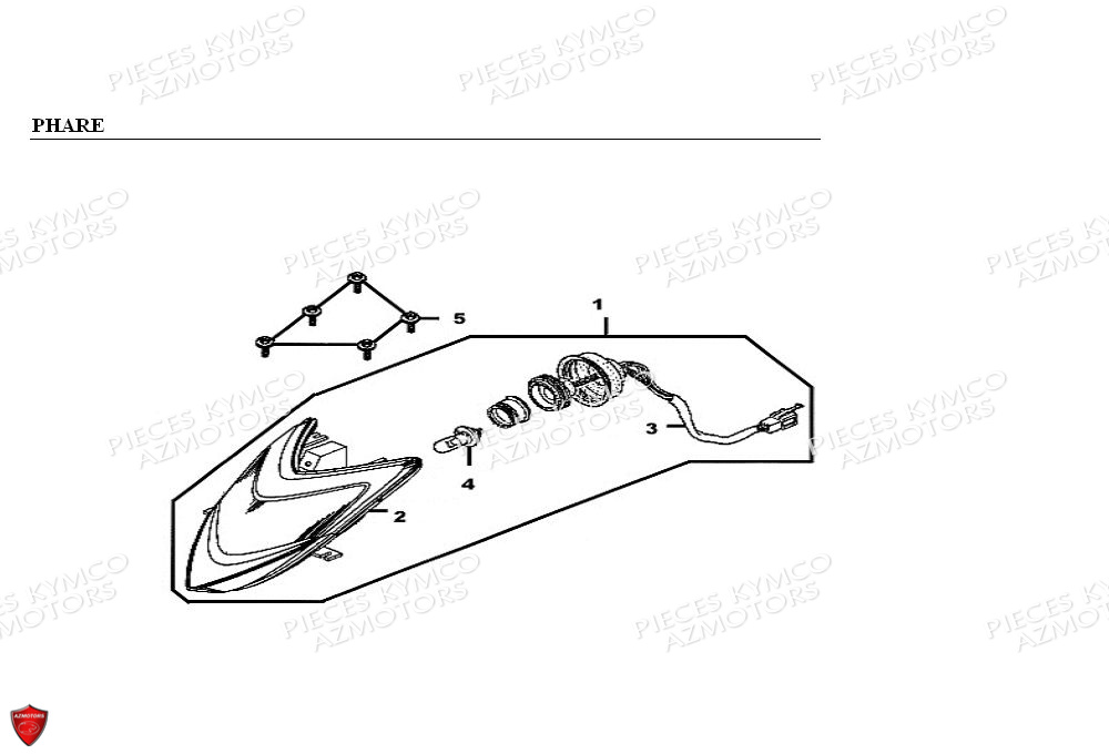 PHARE KYMCO Pièces Quad Kymco KXR/MAXXER 90