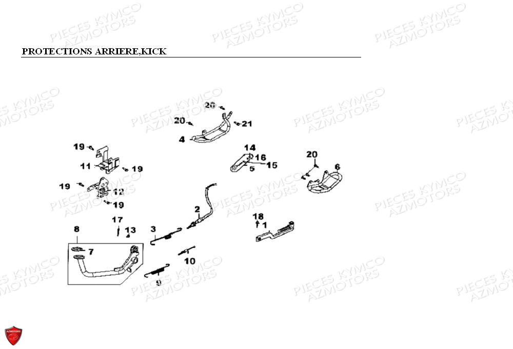 Protections Arriere Kick KYMCO Pièces KXR 90 4T EURO II / MAXXER 90 4T EURO II (LB20AD)