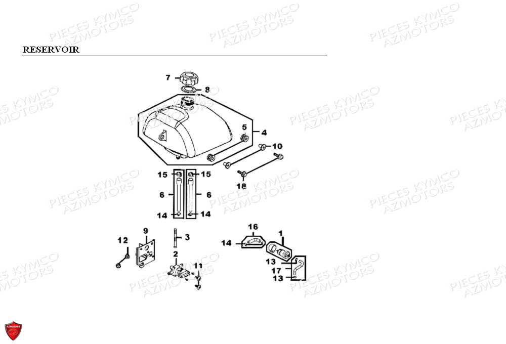 Reservoir KYMCO Pièces KXR 90 4T EURO II / MAXXER 90 4T EURO II (LB20AD)