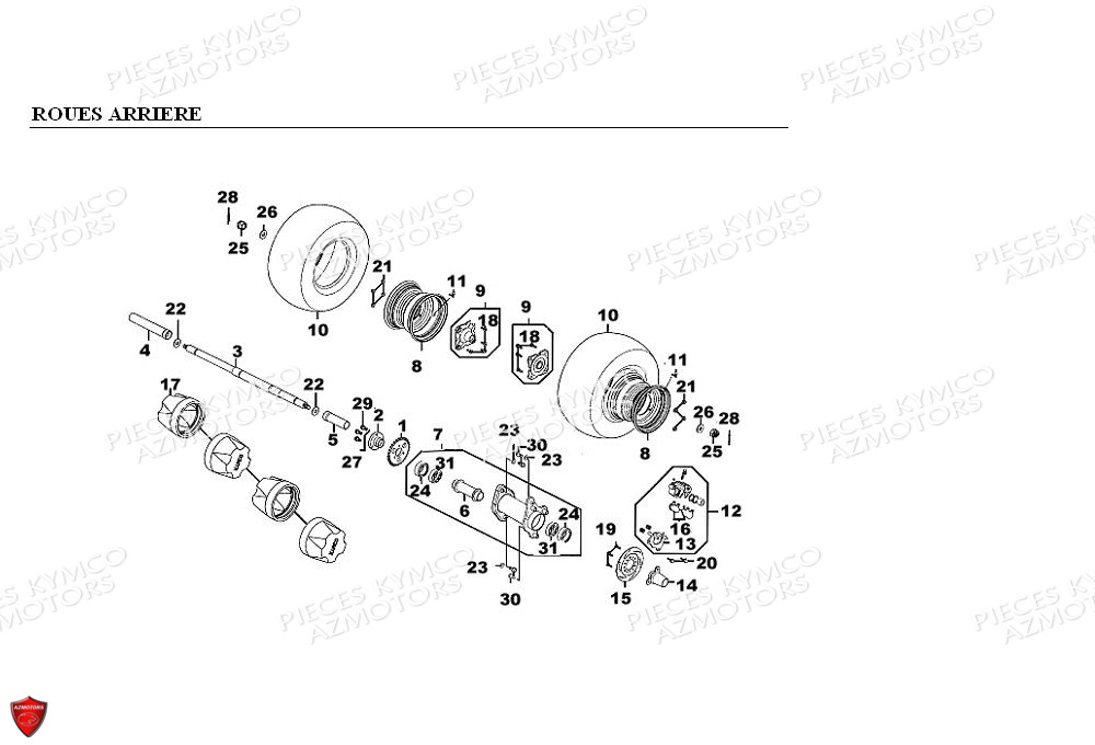 ROUES_ARRIERE KYMCO Pièces Quad Kymco KXR/MAXXER 90