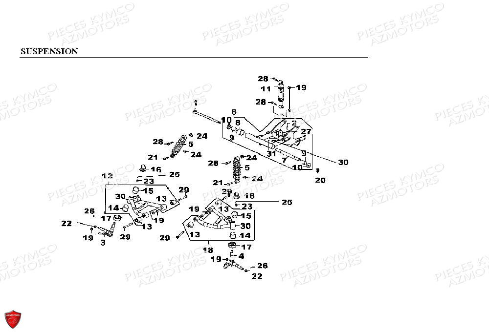 Suspension KYMCO Pièces KXR 90 4T EURO II / MAXXER 90 4T EURO II (LB20AD)