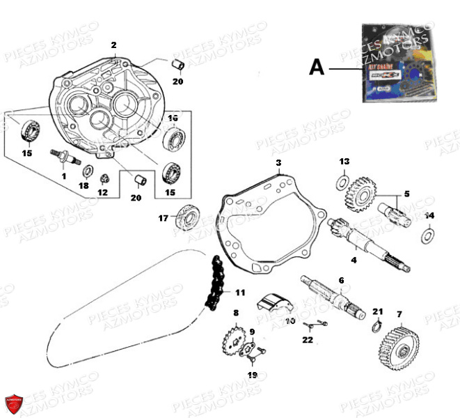 Transmission KYMCO Pièces KXR 90 4T EURO II / MAXXER 90 4T EURO II (LB20AD)