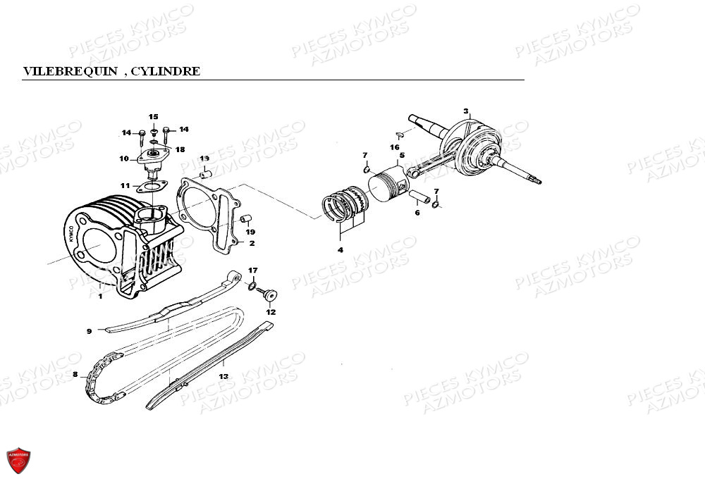 VILEBREQUIN CYLINDRE pour KXR 90 MAXXER 90 E2