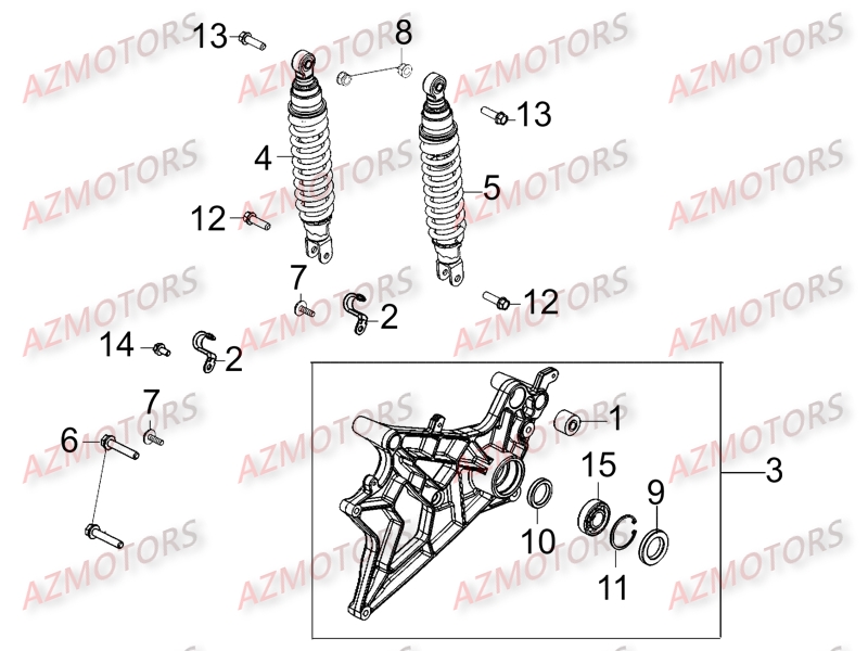 Amortisseurs Arrierres KYMCO Pièces Scooter Kymco G-DINK 300 I 4T EURO III