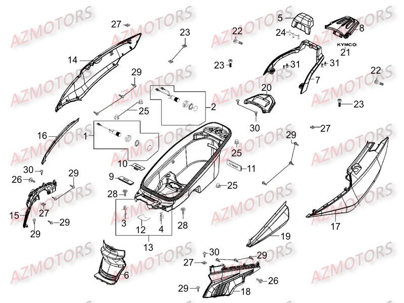 Carenages Arrieres KYMCO Pièces Scooter Kymco G-DINK 300 I 4T EURO III