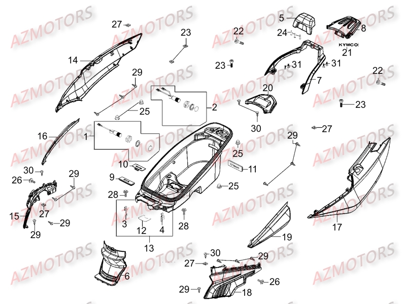 CARENAGES_ARRIERES KYMCO Pièces Scooter Kymco GRAND DINK 250 4T EURO I 