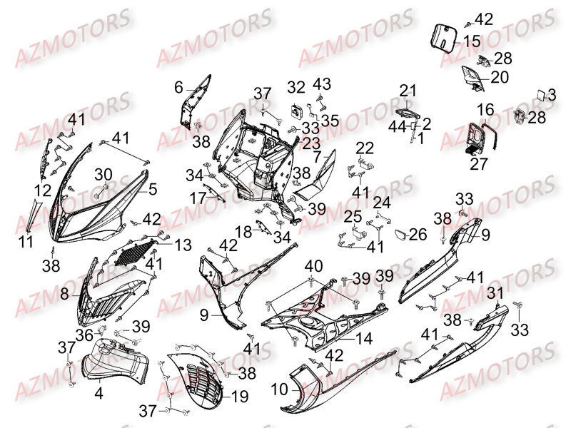 Carenages Avant KYMCO Pièces Scooter Kymco G-DINK 300 I 4T EURO III