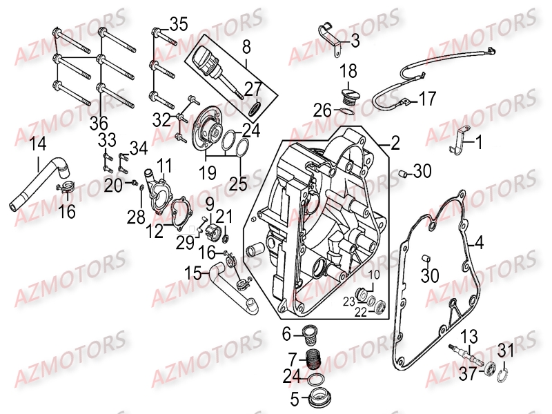 Carter Droit Pompe A Eau KYMCO Pièces Scooter Kymco G-DINK 300 I 4T EURO III