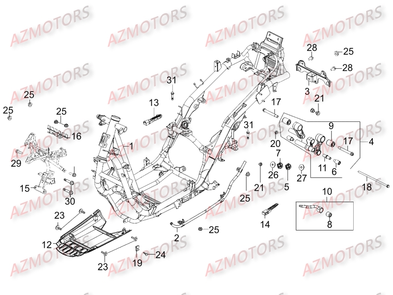 Chassis KYMCO Pièces Scooter Kymco G-DINK 300 I 4T EURO III
