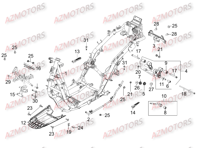 CHASSIS KYMCO Pièces Scooter Kymco GRAND DINK 250 4T EURO I 