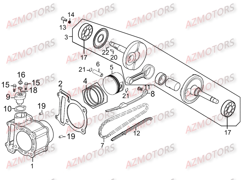 CYLINDRE-PISTON KYMCO Pièces Scooter Kymco GRAND DINK 250 4T EURO I 