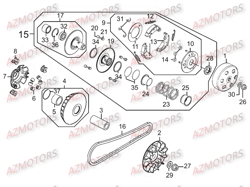 Embrayage Variateur KYMCO Pièces Scooter Kymco G-DINK 300 I 4T EURO III