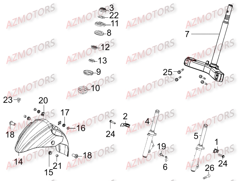 FOURCHE KYMCO Pièces Scooter Kymco GRAND DINK 250 4T EURO I 