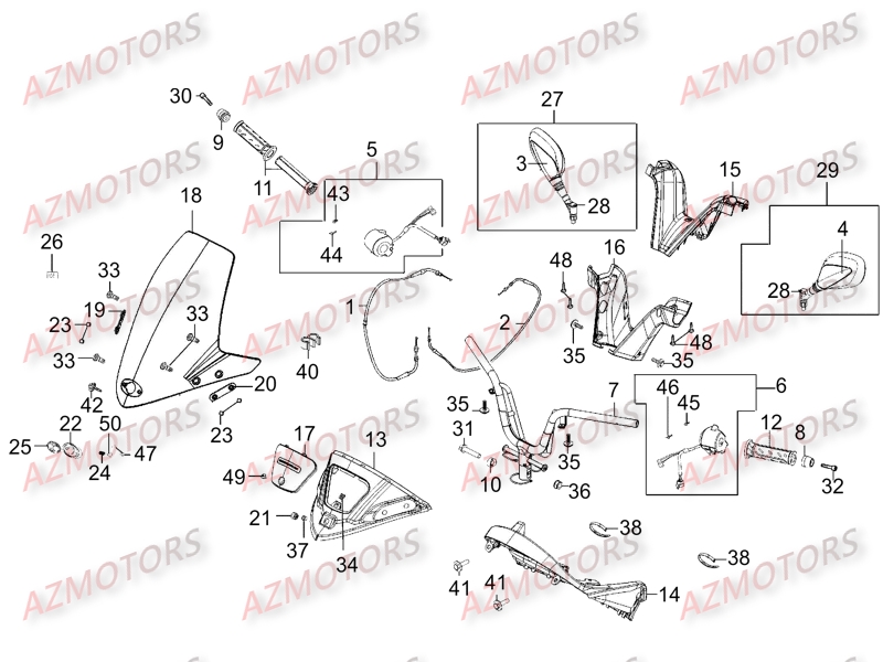 Guidon Retroviseurs KYMCO Pièces Scooter Kymco G-DINK 300 I 4T EURO III