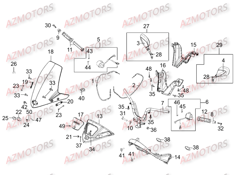 GUIDON_RETROVISEURS KYMCO Pièces Scooter Kymco GRAND DINK 250 4T EURO I 