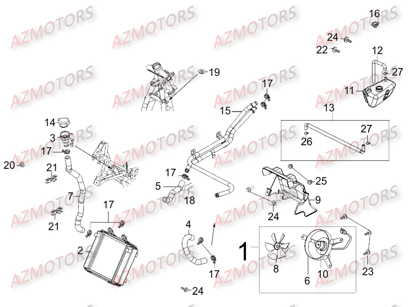 Refroidissement KYMCO Pièces Scooter Kymco G-DINK 300 I 4T EURO III