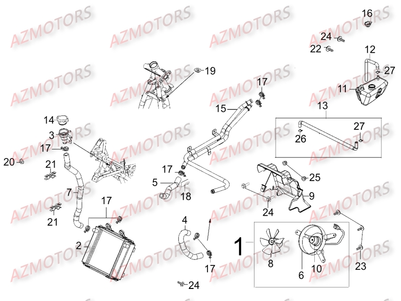 REFROIDISSEMENT KYMCO Pièces Scooter Kymco GRAND DINK 250 4T EURO I 