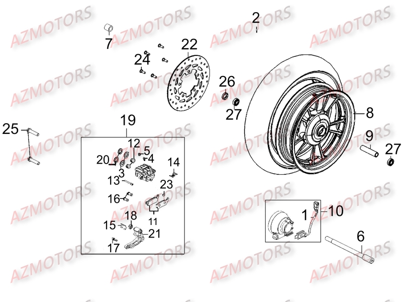 ROUE_AVANT KYMCO Pièces Scooter Kymco GRAND DINK 250 4T EURO I 