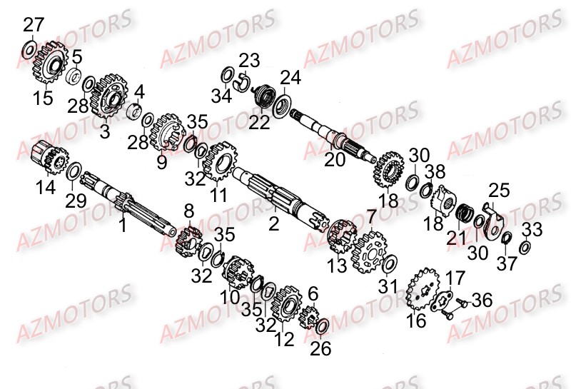 BOITE DE VITESSES pour KYMCO ZING 125 DARK