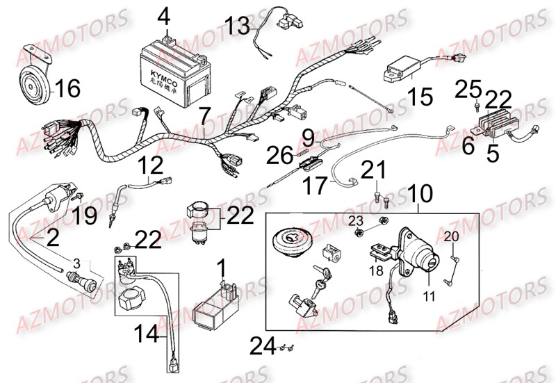 Equipement Electrique KYMCO Pièces_Moto_Kymco_ZING 125II_DARKSIDE_4T