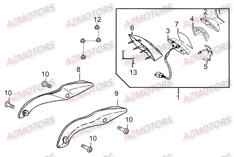 Feu Arriere KYMCO Pièces_Moto_Kymco_ZING 125II_DARKSIDE_4T