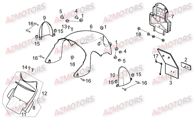 GARDE BOUE ARRIERE KYMCO KYMCO ZING 125 DARK