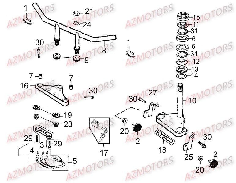 Guidon KYMCO Pièces_Moto_Kymco_ZING 125II_DARKSIDE_4T