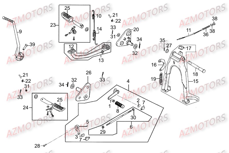 Pedale Bequilles KYMCO Pièces_Moto_Kymco_ZING 125II_DARKSIDE_4T