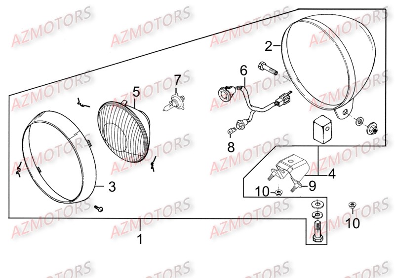 PHARE pour KYMCO ZING 125 DARK