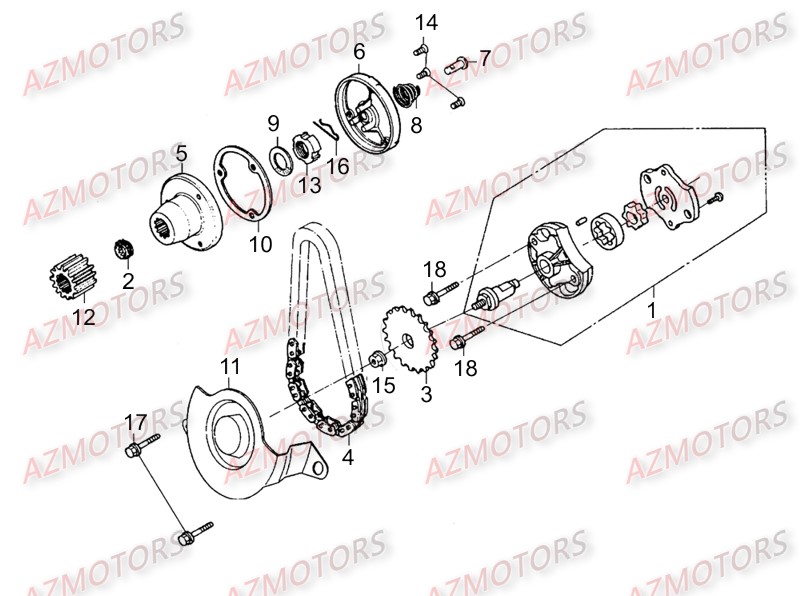 POMPE A HUILE pour KYMCO ZING 125 DARK