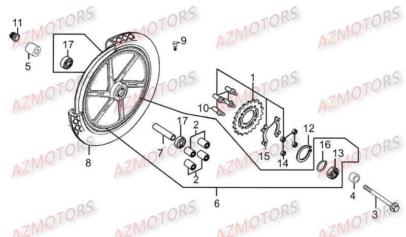 ROUE ARRIERE KYMCO KYMCO ZING 125 DARK