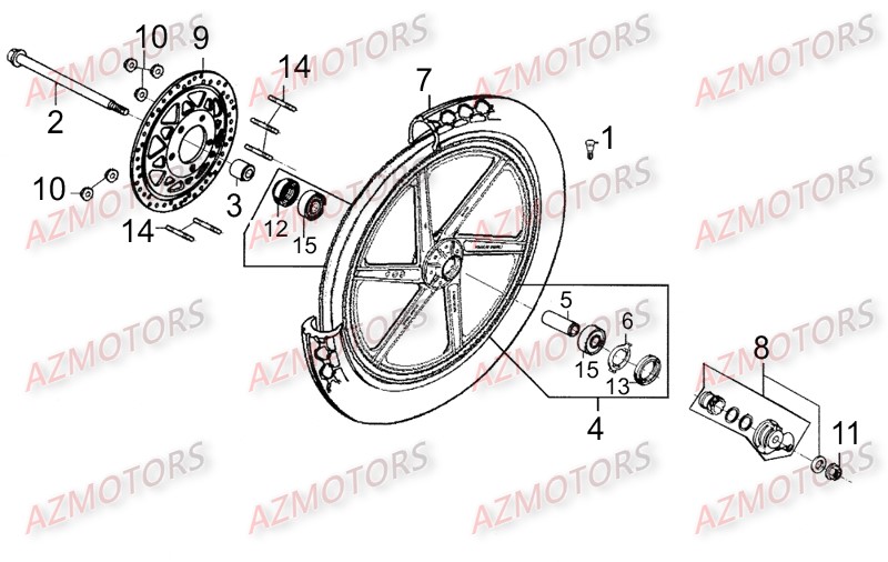 Roue Avant KYMCO Pièces_Moto_Kymco_ZING 125II_DARKSIDE_4T