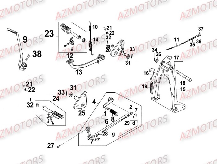 Bequilles Pedales KYMCO Pièces_Moto_Kymco_ZING 125_II_4T
