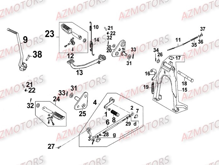 BEQUILLES PEDALES KYMCO KYMCO ZING 125 II