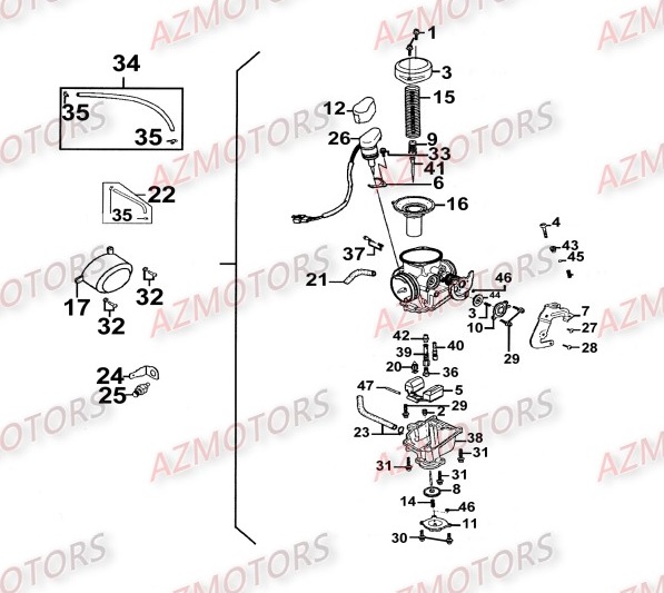 CARBURATEUR KYMCO Pièces Moto Kymco ZING 125II 4T EUROIII 