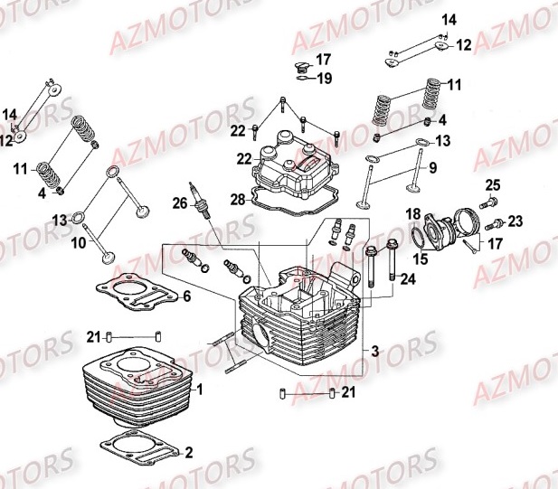 CULASSE KYMCO Pièces Moto Kymco ZING 125II 4T EUROIII 