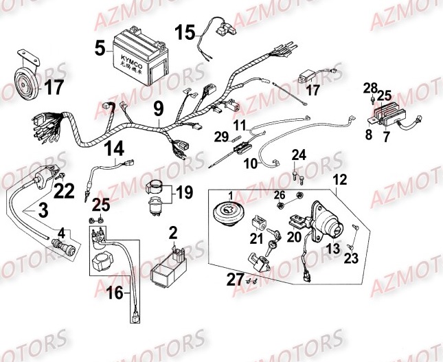 EQUIPEMENT ELECTRIQUE pour KYMCO ZING 125 II