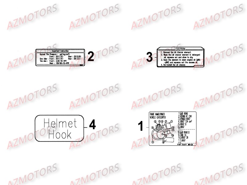 Labels KYMCO Pièces_Moto_Kymco_ZING 125_II_4T