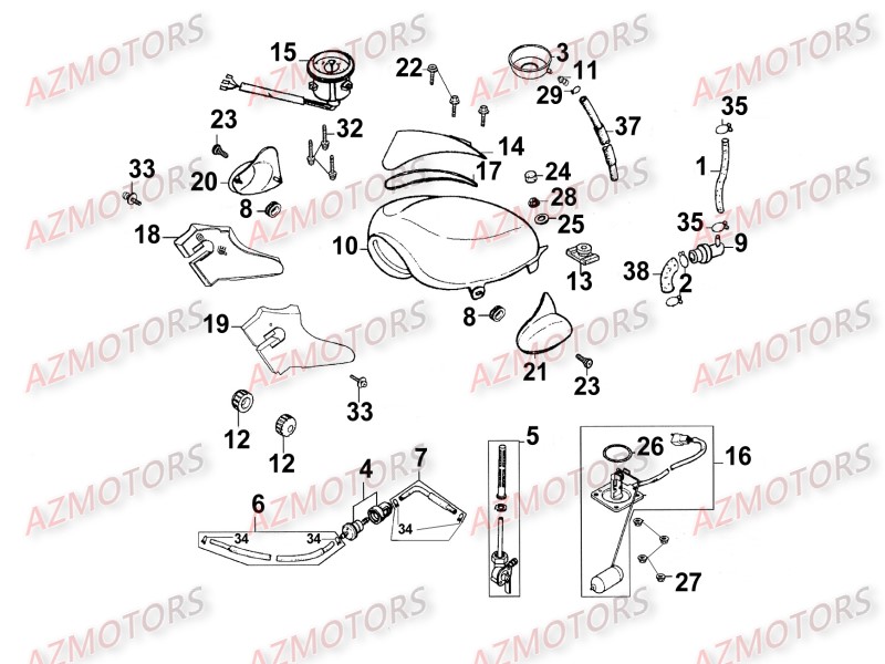 RESERVOIR KYMCO Pièces Moto Kymco ZING 125II 4T EUROIII 