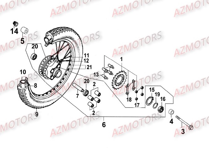 ROUE_ARRIERE KYMCO Pièces Moto Kymco ZING 125II 4T EUROIII 