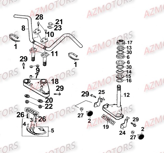 TETE DE FOURCHE pour KYMCO ZING 125 II