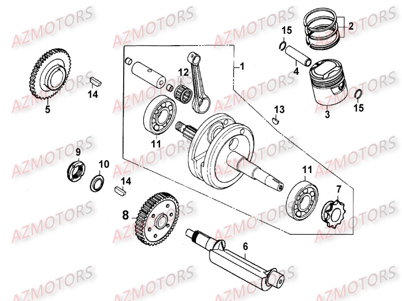 Vilebrequin Piston KYMCO Pièces_Moto_Kymco_ZING 125_II_4T