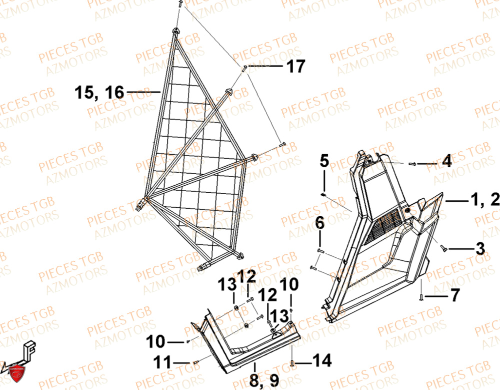 Cache Arriere  Pieces TGB UTV LANDMAX 1000 CAB