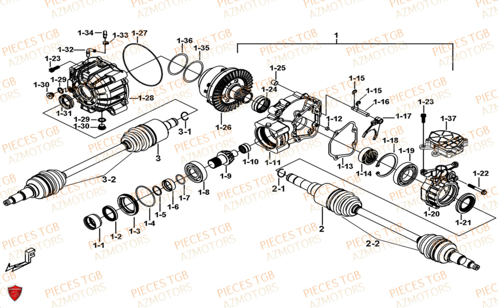 Differentiel Arriere  Pieces TGB UTV LANDMAX 1000 CAB