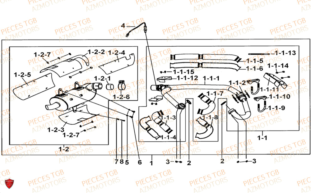 Echappement  Pieces TGB UTV LANDMAX 1000 CAB