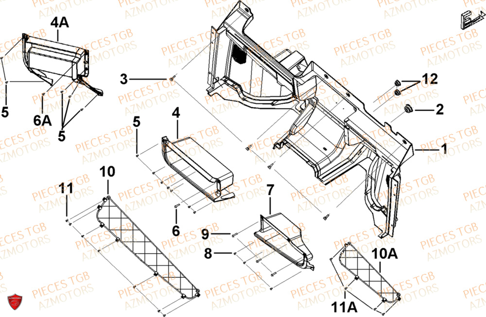 Interieur Partie Inferieure  Pieces TGB UTV LANDMAX 1000 CAB
