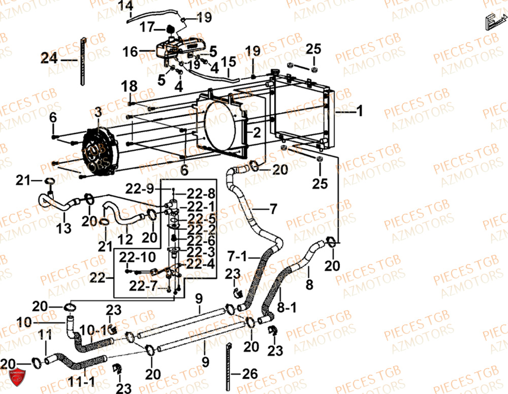 Refroidissement  Pieces TGB UTV LANDMAX 1000 CAB