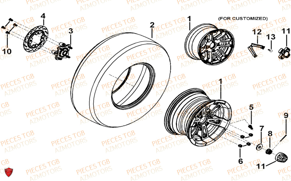 Roues Arriere  Pieces TGB UTV LANDMAX 1000 CAB