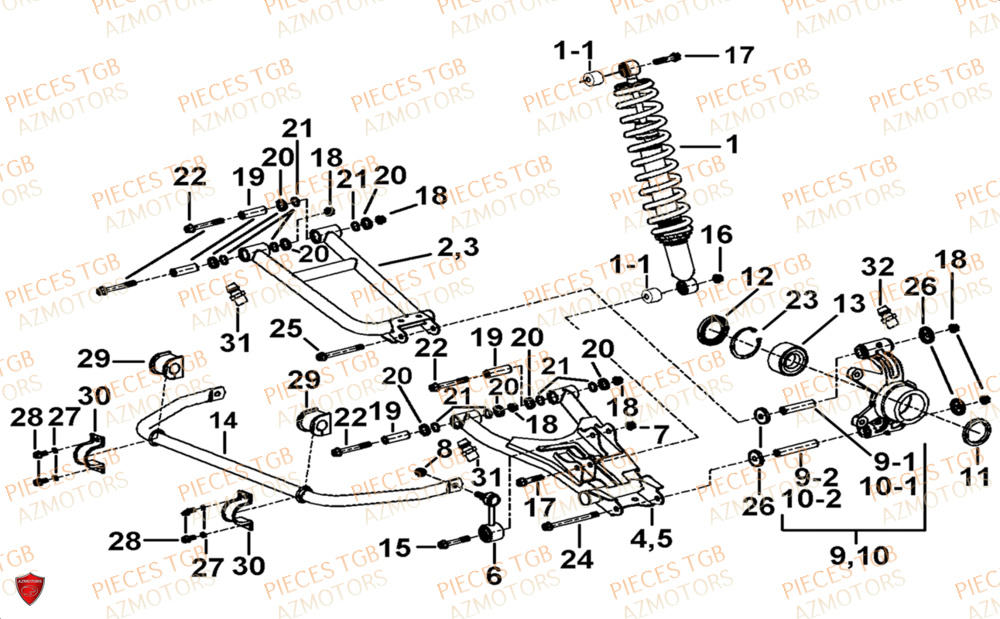 Suspension Arriere  Pieces TGB UTV LANDMAX 1000 CAB